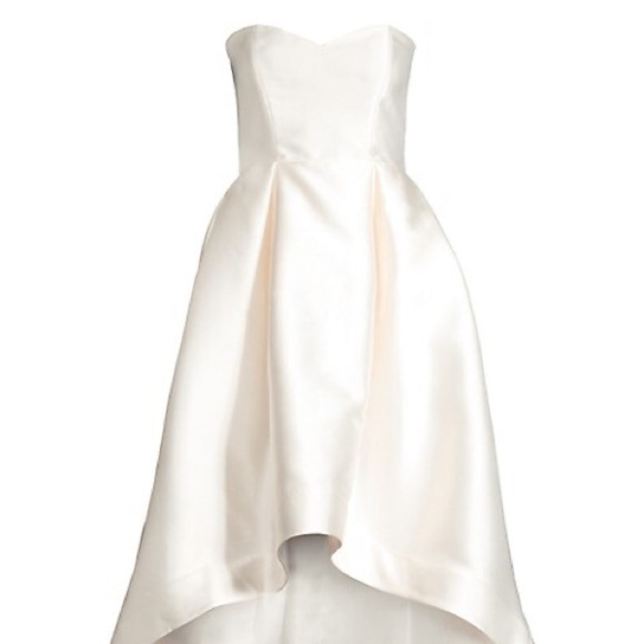 Parker Black Roxanne Strapless High-low Bustier Satin Dress In Ivory Sz 0 - Picture 10 of 11